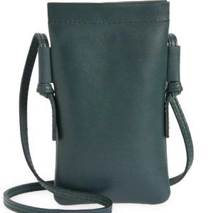 Madewell The Smartphone Leather Crossbody Bag in Midnight Green